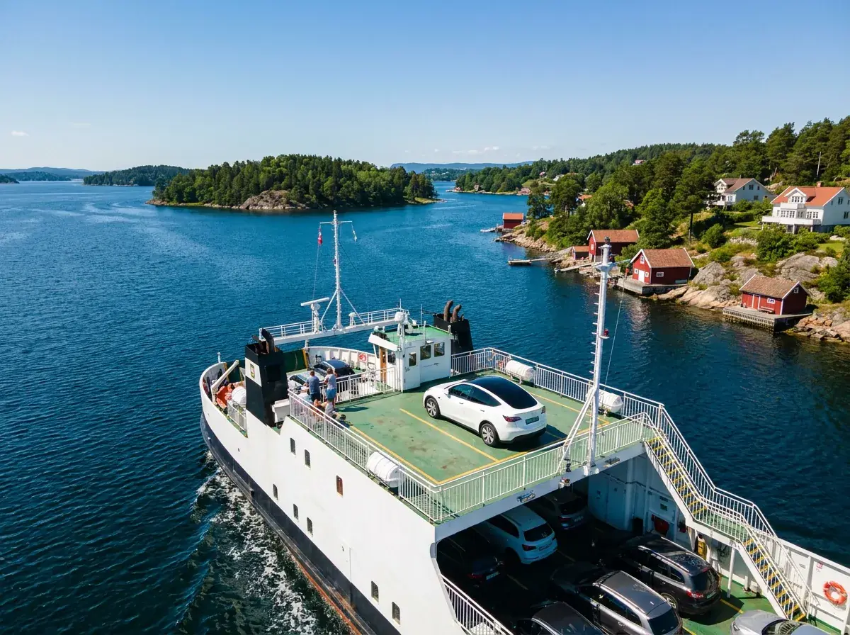 Car ferry crossing the Oslo Fjord